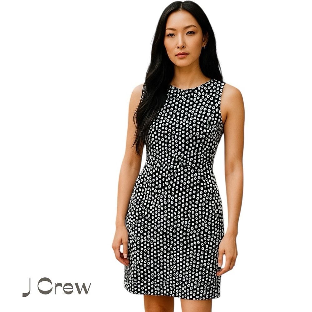 J Crew Black White Polka Dot Career Office Feminine Dress NWOT Size 4